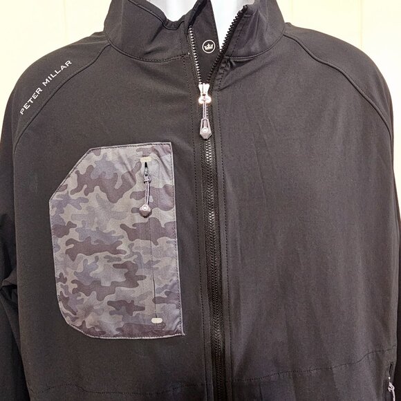 Peter Millar Mens Flex Adapt GOLF WInd Cheater Jacket Black Camo NWT $178 LARGE - Picture 2 of 8